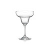 A clear glass margarita glass with a wide bowl and elegant stem. It features a simple, classic design.