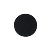 A double-sided round mirror in black, featuring a smooth, reflective surface. It includes a logo.