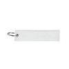 A white woven keytag with a silver keyring attachment and a plain design.