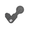 A plastic magnetic phone holder for laptop in grey, featuring a circular magnetic section and a logo.