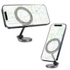 A magnetic car phone holder in black, displaying a smartphone mounted with a map on its screen.