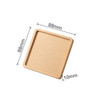 A square wooden coaster in a light natural finish, measuring 88mm x 88mm x 10mm, with a small logo.