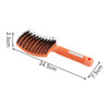 A detangler bristle hairbrush in peach with a textured handle and black bristles, featuring a measurement guide.