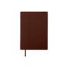 A brown colour-changing PU leather notebook with a textured finish and a ribbon bookmark. It features a logo.
