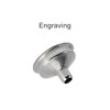 A stainless steel mini funnel with a shiny finish and a branding logo on the side.