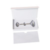 A stainless steel facial roller inside a white box with a removable lid. The box features a simple design.
