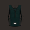 A large packable camping backpack in teal with reflective detailing and adjustable straps. It has a logo on the front.
