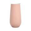 A drink bottle in a soft blush colour, featuring a clear lid and a smooth finish. Includes a logo on the side.