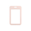 A light pink ABS double-sided ID card holder with a cutout at the top for easy attachment.