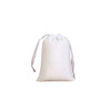 A white silk velvet drawstring bag with matching satin drawstrings. It has a smooth texture and a simple design.