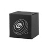 A black box featuring a round car mount with a logo on the front.