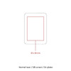 An illustration of a rectangular car phone mount with a measurement guide. The design is outlined in red.