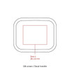 A rectangular design template with rounded corners and a central zone for printing. Features a simple outline.