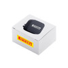 A black universal magnetic car mount in a white box with a logo.