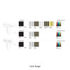 A colour range display featuring car phone holder options in black, white, silver, gun metal, platinum, and gold.