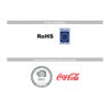 A collection of compliance logos including RoHS, REACH, BSCI, and Coca-Cola branding on a plain background.
