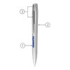 A slim, twist metal ball pen in white with a silver clip and branding.