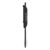 A metal ballpoint pen with a sleek silver barrel and a black grip. Features a logo on the side.