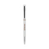 A sleek white metal pen with a silver tip and a branding logo, designed for custom orders.