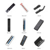 A collection of custom-made Slim Hex pens in various colours, packaged in stylish boxes, featuring different designs and branding.