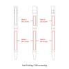 A technical drawing of Slim Hex Pens featuring zones for pad printing and silk-screening, outlined with measurements.
