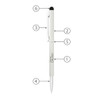 A thin twist metal ball pen in white featuring a stylus tip and a clip, complete with a logo.
