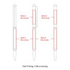 A diagram of a thin twist metal ball pen with areas specified for pad printing and silk-screening.