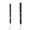 A metal ball pen in black with a silver clip. The pen features a logo on its body.
