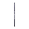A thin twist metal ball pen in black, featuring a sleek design and a logo. Ideal for writing.