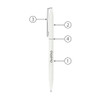 A white metal ball pen with a sleek design and a clip, featuring branding on the body.