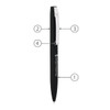 A black metal ballpoint pen with a silver clip and branding, featuring a claw twist mechanism.