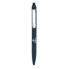 A twist metal ballpoint pen in dark blue featuring a branding logo and a stylus tip.