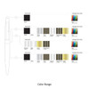 A range of metal ball pens in various colours including black, white, silver, and gold, with a stylus tip and logo.