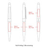 A diagram featuring the BND77S Peri Stylus, a twist metal ball pen, showing design zones for printing.