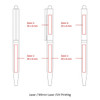 A metal ball pen design with zones for printing, featuring a sleek twist mechanism and a clip. The pen is stylus-compatible.
