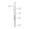 A metal ballpoint pen in white with a clip and branding, featuring a sleek twist mechanism.