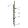 A twist metal ball pen in a light grey colour with a silver accent and a clip, featuring a logo.