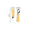 A yellow silicone cutlery set for kids, featuring a fork and spoon with bear-shaped handles. Includes a branding logo.
