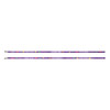 A vibrant purple dog lead featuring multicoloured patterns and a metal clip at one end. It has a branding logo.
