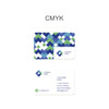 A NFC PVC business card featuring a geometric blue and green pattern, with a logo and contact information layout.