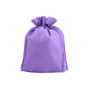 A purple non-woven drawstring bag with a gathered top and a logo featured on the surface.