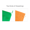 A green and an orange non-woven drawstring bag displayed side by side, each featuring a different drawstring design.