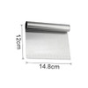 A stainless steel flour cutter with measurements, featuring a silver finish and a ruler along one edge.