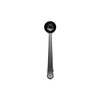 A black coffee measuring spoon with a clip, featuring a long handle and scoop at the end.