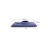 A purple PU magnetic card and AirTag holder featuring a circular cutout and stitched edges, measuring 9.5cm by 6.5cm.