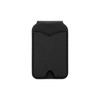 A black PU magnetic card holder with a smooth texture and an integrated mirror.
