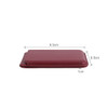A burgundy PU foldable magnetic card holder with dimensions of 9.5 cm by 6.5 cm and a thickness of 1 cm.