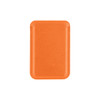 An orange PU magnetic phone card holder with a sleek design and a smooth finish, featuring a logo.