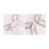 Adhesive bows in white with a checkered pattern and brand logo, designed for easy application on gifts.
