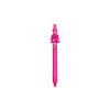 A pink acrylic pen featuring a dragon character clip and a branding logo on the body.